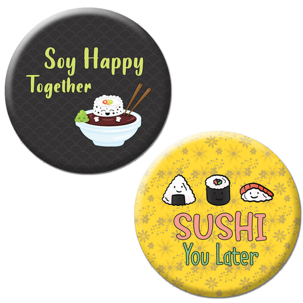 Creanoso Cute Sushi Pinback buttons (10-Pack) - Stocking Stuffers Premium Quality Gift Ideas for Children, Teens, & Adults - Corporate Giveaways & Party Favors