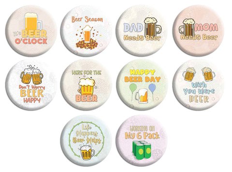Creanoso Beer Lovers Pinback Buttons (10-Pack) - Premium Quality Gift Ideas for Adults for All Occasions - Stocking Stuffers Party Favor & Giveaways