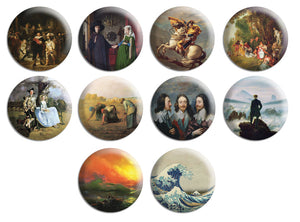 Creanoso Famous Painting Pinback Button Series 2 (10-Pack) - Stocking Stuffers Premium Quality Gift Ideas for Children, Teens, & Adults - Corporate Giveaways & Party Favors