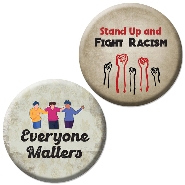 End Racism Pinback Button Badges (1-Set X 10 Buttons)