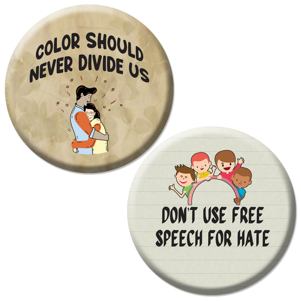 End Racism Pinback Button Badges (1-Set X 10 Buttons)