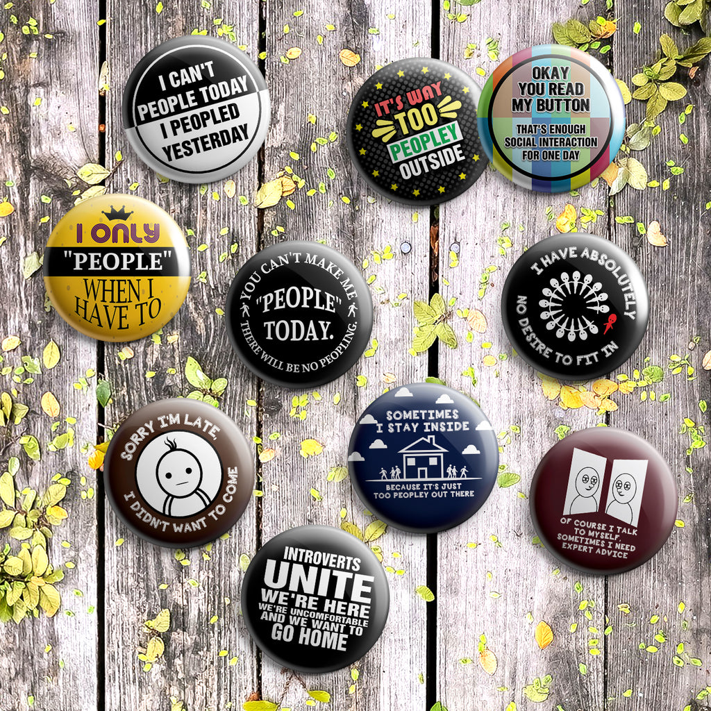 Funny Introvert Pinback Buttons (10-Pack) ÃƒÂ¢Ã¢â€šÂ¬Ã¢â‚¬Å“ Unique Bu –  Creanoso