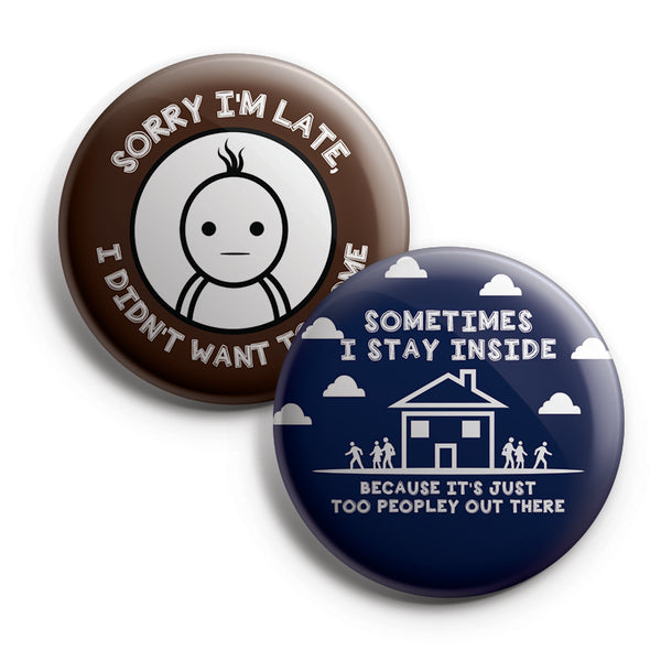 Funny Introvert Pinback Buttons (10-Pack) ÃƒÂ¢Ã¢â€šÂ¬Ã¢â‚¬Å“ Unique Button Pins for Men Women Teens Employees Professionals ÃƒÂ¢Ã¢â€šÂ¬Ã¢â‚¬Å“ Cool Fashion Accessories