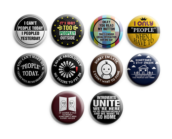Funny Introvert Pinback Buttons (10-Pack) ÃƒÂ¢Ã¢â€šÂ¬Ã¢â‚¬Å“ Unique Button Pins for Men Women Teens Employees Professionals ÃƒÂ¢Ã¢â€šÂ¬Ã¢â‚¬Å“ Cool Fashion Accessories