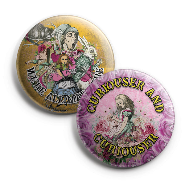 Alice in Wonderland Pinback Buttons (10-Pack) Ã¢â‚¬â€œ Large 2.25" Unique Badge Pins for Men Women Teens Kids Girls Stocking Stuffers