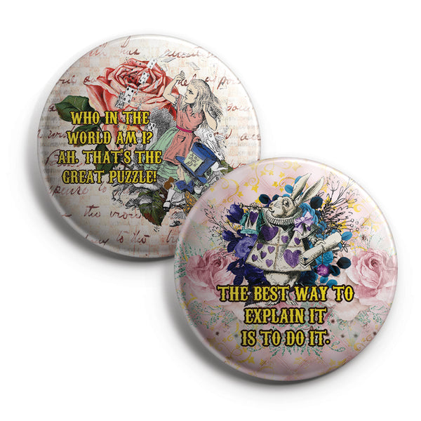 Alice in Wonderland Pinback Buttons (10-Pack) Ã¢â‚¬â€œ Large 2.25" Unique Badge Pins for Men Women Teens Kids Girls Stocking Stuffers
