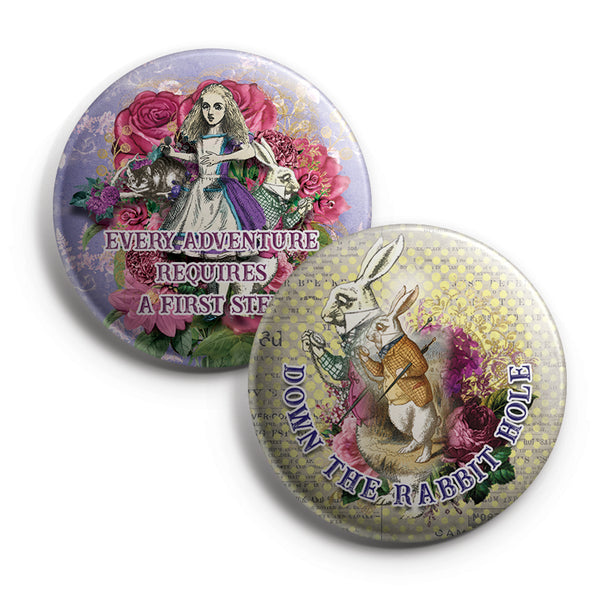 Alice in Wonderland Pinback Buttons (10-Pack) Ã¢â‚¬â€œ Large 2.25" Unique Badge Pins for Men Women Teens Kids Girls Stocking Stuffers