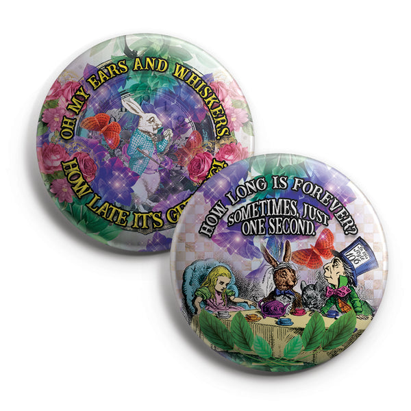 Alice in Wonderland Pinback Buttons (10-Pack) Ã¢â‚¬â€œ Large 2.25" Unique Badge Pins for Men Women Teens Kids Girls Stocking Stuffers