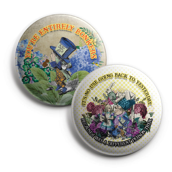 Alice in Wonderland Pinback Buttons (10-Pack) Ã¢â‚¬â€œ Large 2.25" Unique Badge Pins for Men Women Teens Kids Girls Stocking Stuffers