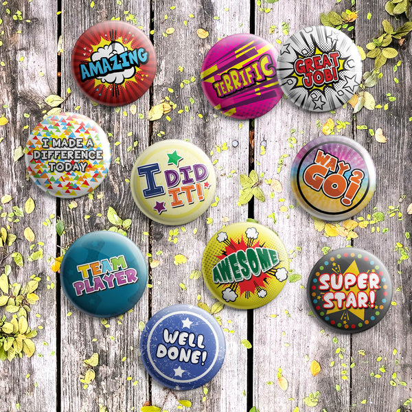 Classroom Rewards Pinback Buttons (10-Pack) ÃƒÂ¢Ã¢â€šÂ¬Ã¢â‚¬Å“ Unique Button Pins for Men Women Teens Employees Professionals