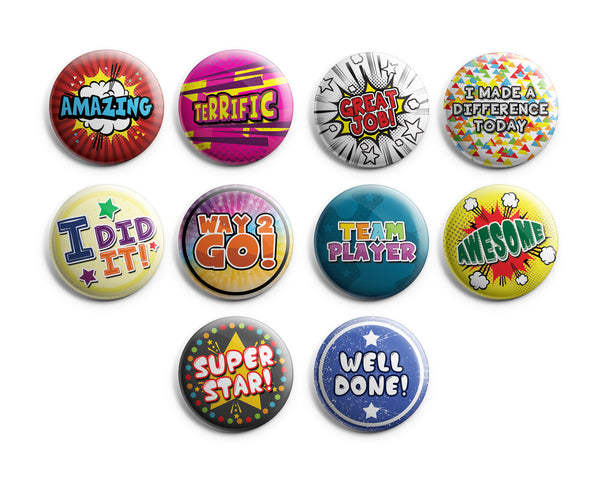 Classroom Rewards Pinback Buttons (10-Pack) ÃƒÂ¢Ã¢â€šÂ¬Ã¢â‚¬Å“ Unique Button Pins for Men Women Teens Employees Professionals