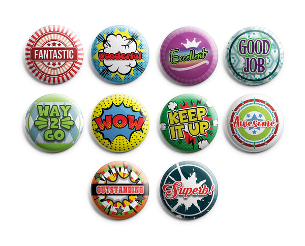 Appreciation Rewards Pinback Buttons (10-Pack) - Large 2.25" Unique Badge Pins for Men Women Teens Employees Professionals