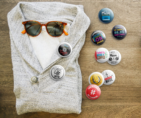 Creanoso Pinback Buttons - Music Lovers Pin Badge (10-Pack) - Large 2.25" Pins Badges for Music Lovers