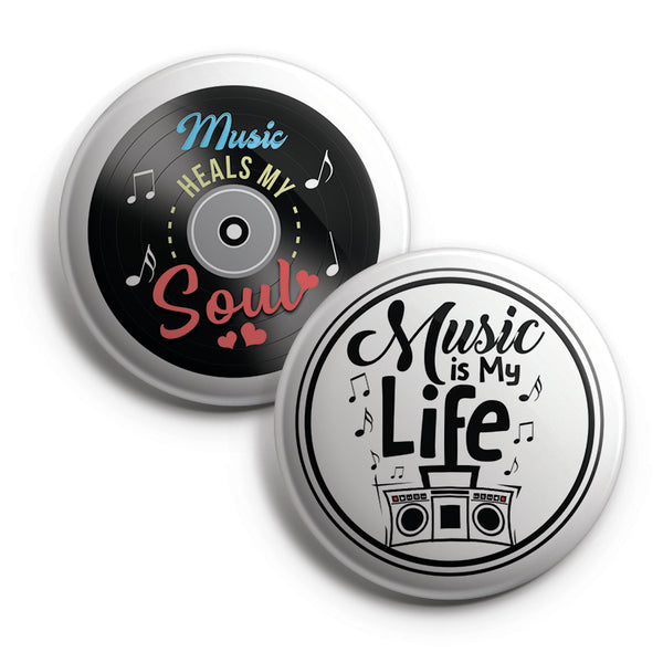 Creanoso Pinback Buttons - Music Lovers Pin Badge (10-Pack) - Large 2.25" Pins Badges for Music Lovers