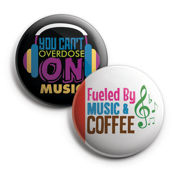 Creanoso Pinback Buttons - Music Lovers Pin Badge (10-Pack) - Large 2.25" Pins Badges for Music Lovers