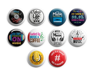 Creanoso Pinback Buttons - Music Lovers Pin Badge (10-Pack) - Large 2.25" Pins Badges for Music Lovers