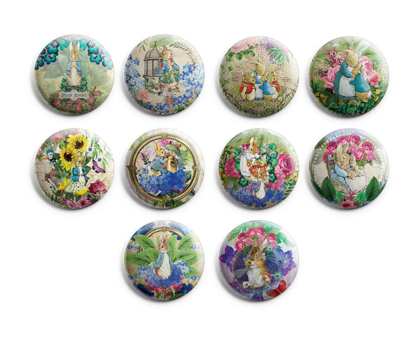 Peter Rabbit Pinback Buttons (10-Pack) - Large 2.25" Pins Badge for Men Women