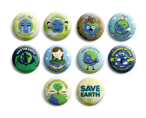 Save Me - (The Mother Earth) Pinback Buttons (10-Pack) - Large 2.25" Cute Mother Earth Designs Pins Badge