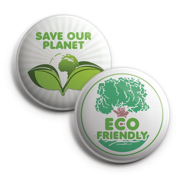 Go Green Pinback Buttons (10-Pack) - Large 2.25" Saving our mother nature Pins Badge