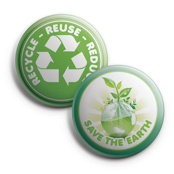 Go Green Pinback Buttons (10-Pack) - Large 2.25" Saving our mother nature Pins Badge