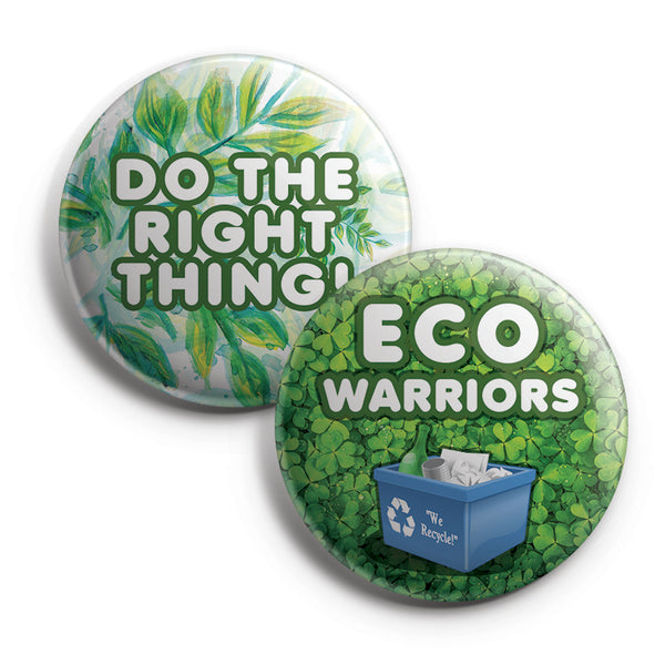 Go Green Pinback Buttons (10-Pack) - Large 2.25" Saving our mother nature Pins Badge