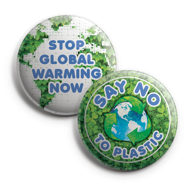 Go Green Pinback Buttons (10-Pack) - Large 2.25" Saving our mother nature Pins Badge
