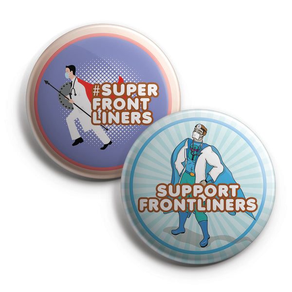 Pinback Buttons Frontliners (10-Pack) - Large 2.25" Frontliner Nurse, Doctor, Police, Medical Designs Pins Badge