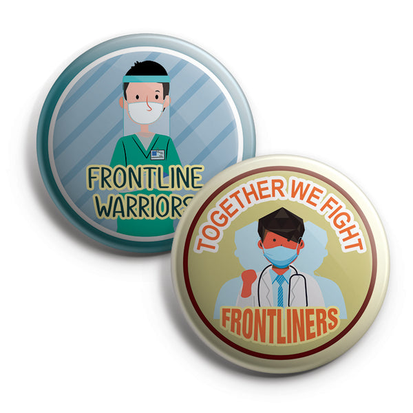 Pinback Buttons Frontliners (10-Pack) - Large 2.25" Frontliner Nurse, Doctor, Police, Medical Designs Pins Badge