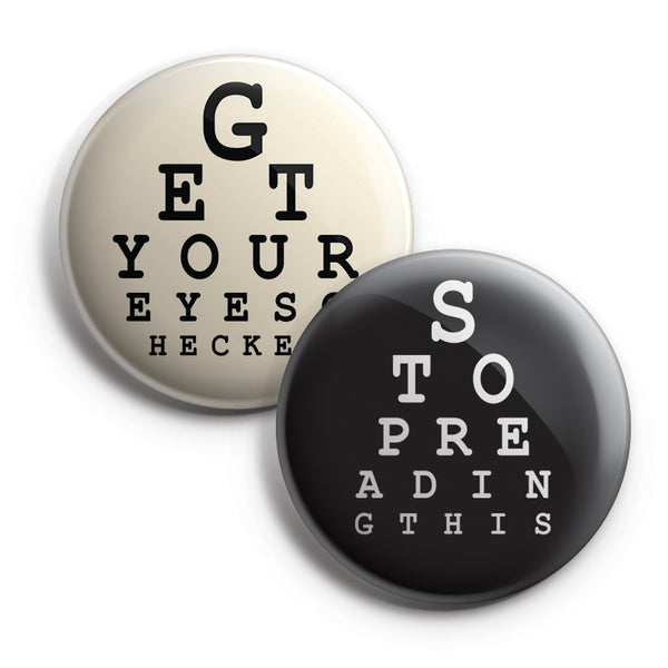 funny test eye illustration Button Pins (10 Pack) - Large 2.25" Boys and Girls Cute Designs Pins Badge