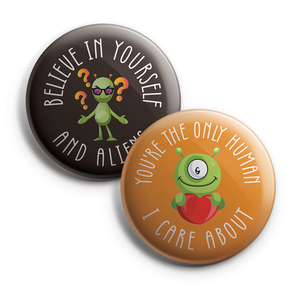 Funny Aliens Pinback Button Pins (10 Pack) - Large 2.25" Funny Aliens for Boys and Girls Cute Designs Pins Badge