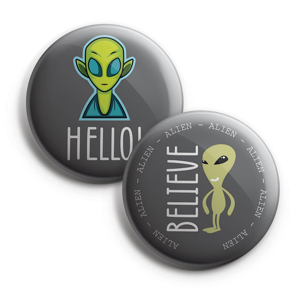 Funny Aliens Pinback Button Pins (10 Pack) - Large 2.25" Funny Aliens for Boys and Girls Cute Designs Pins Badge