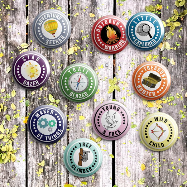 Camping Badge Button Pins (10 Pack) - Large 2.25" Camping Badge for Boys and Girls Cute Designs button pins
