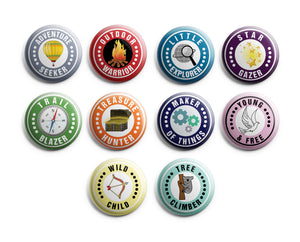 Camping Badge Button Pins (10 Pack) - Large 2.25" Camping Badge for Boys and Girls Cute Designs button pins