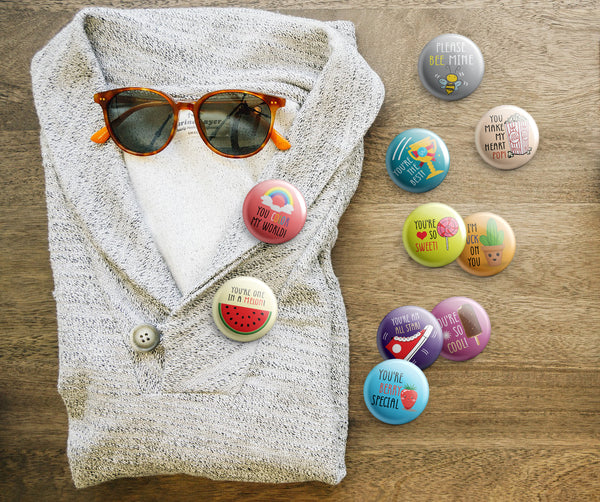 Kids Flair Button Pins (10 Pack) - Large 2.25" Boys and Girls Cute Designs Button pins