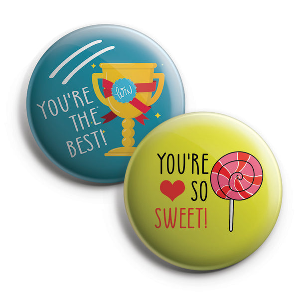 Kids Flair Button Pins (10 Pack) - Large 2.25" Boys and Girls Cute Designs Button pins