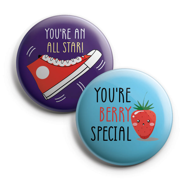 Kids Flair Button Pins (10 Pack) - Large 2.25" Boys and Girls Cute Designs Button pins