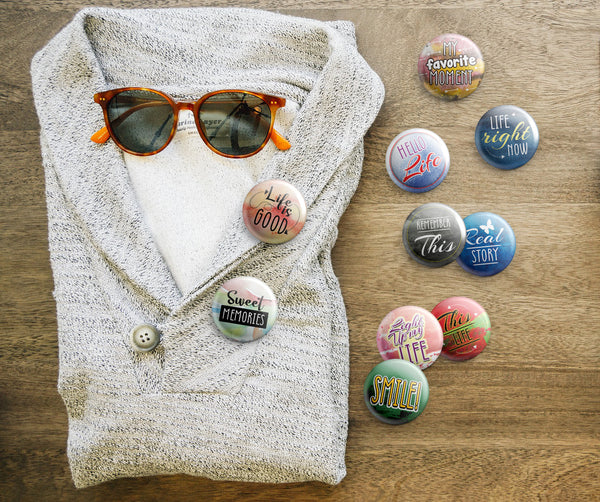 Pinback Button Pins Life Ideas (10 Pack) - Large 2.25" Boys and Girls Cute Designs Button pins