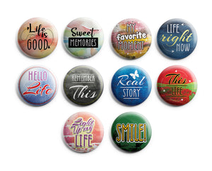 Pinback Button Pins Life Ideas (10 Pack) - Large 2.25" Boys and Girls Cute Designs Button pins