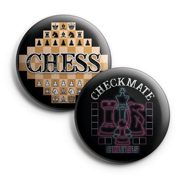 Check mate chess Pin Back Buttons (1-Set X 10 Buttons)