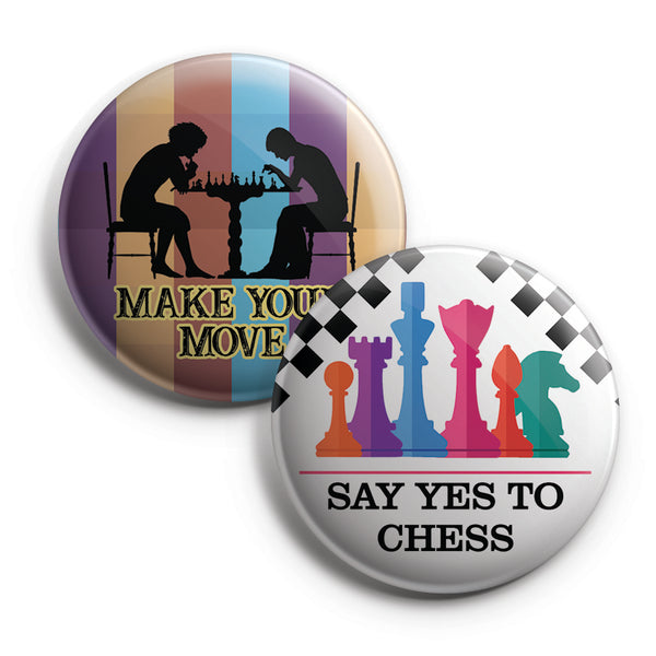 Check mate chess Pin Back Buttons (1-Set X 10 Buttons)
