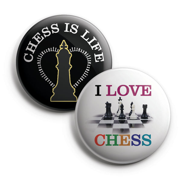 Check mate chess Pin Back Buttons (1-Set X 10 Buttons)