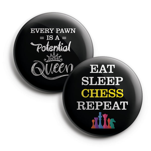 Check mate chess Pin Back Buttons (1-Set X 10 Buttons)