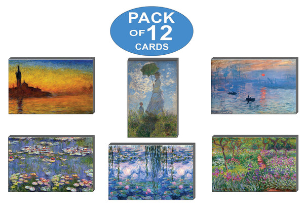 Claude Monet Famous Paintings Postcards - Assorted Card Stock Bulk Set