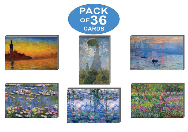 Claude Monet Famous Paintings Postcards - Assorted Card Stock Bulk Set