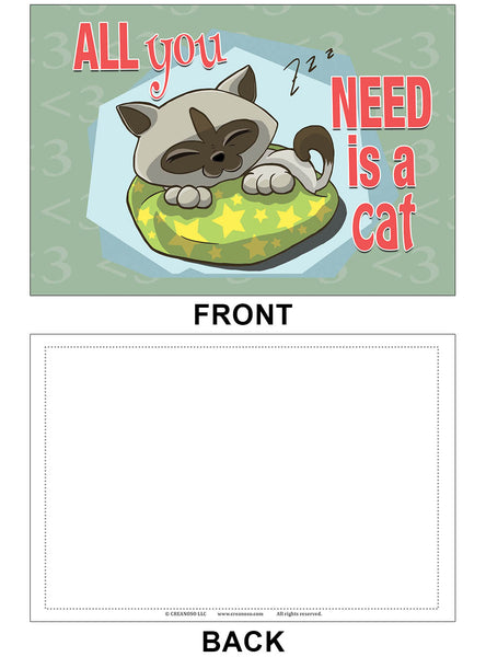 Creanoso Colorful I Love Cats Postcards - Premium Greeting Cards Set for Cat Lovers