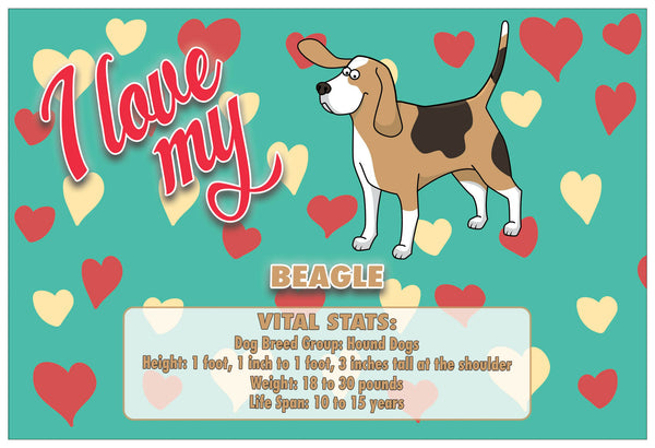 Creanoso Six Greeting Card Designs I Love My Dog Postcards (60-Pack) Ã¢â‚¬â€œ Assorted Quality Card Stock Set Ã¢â‚¬â€œ Premium Stocking Stuffers Gift Ideas Ã¢â‚¬â€œ Six Dogs with Vital Stats