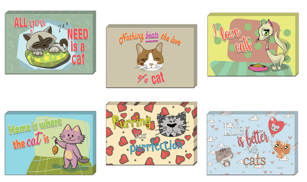 Creanoso Colorful I Love Cats Postcards - Premium Greeting Cards Set for Cat Lovers