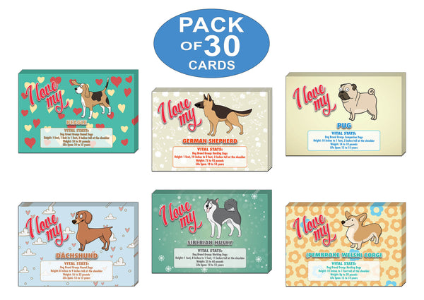Creanoso I Love My Dog Postcards Ã¢â‚¬â€œ Assorted Card Stock Bulk Set Ã¢â‚¬â€œ Premium Greeting Cards Set