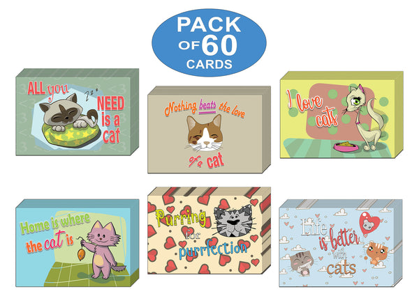 Creanoso Colorful I Love Cats Postcards - Premium Greeting Cards Set for Cat Lovers