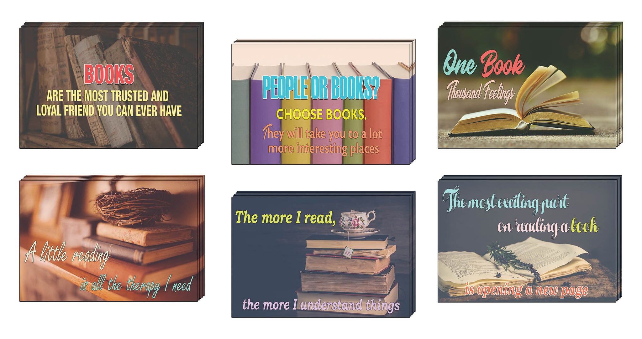 Creanoso I Love Books Postcards - Inspiring Greeting Cards for Bookworms